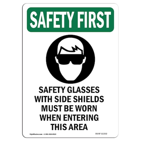 Signmission OSHA Sign, Glasses W/ W/ Symbol, 10in X 7in Decal, 7" W, 10" H, Portrait, OS-SF-D-710-V-11332 OS-SF-D-710-V-11332